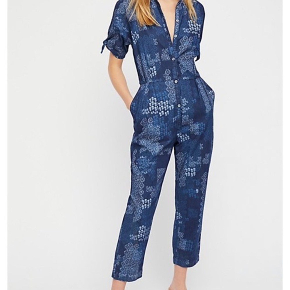 NWOT - Free People “Indigo Daze” blue jumpsuit *
